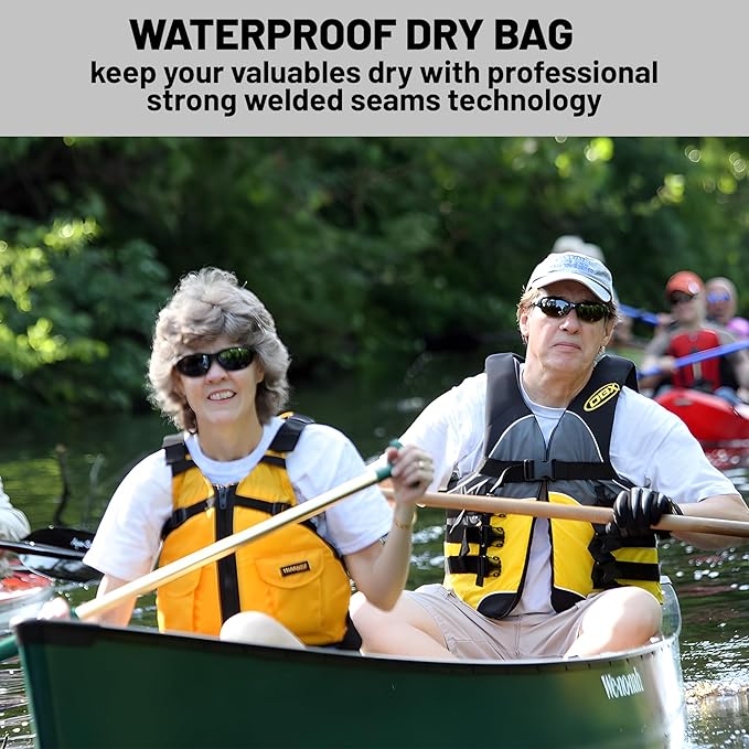 Waterproof Dry Bag,Roll Top Black and White Stripes Waterproof Backpack 5L/10L/20L Floating and Lightweight Bags for Kayaking, Boating, Fishing, Swimming and Camping with Waterproof Phone Case