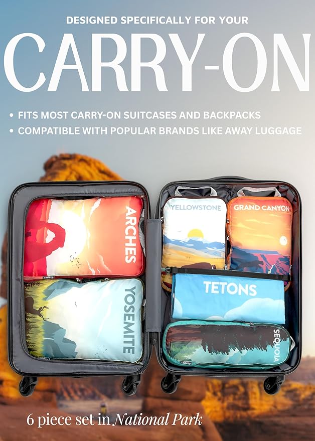 Compression Packing Cubes Set for Carryon Suitcases- Lightweight, Durable Clothes Organizer