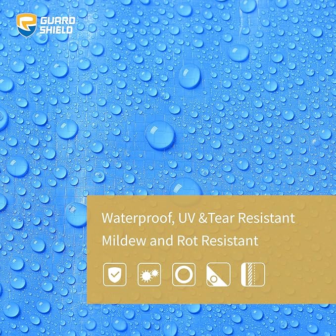 GUARD SHIELD Blue Tarp Waterproof 24x24 Feet Medium Duty All Purpose Poly Tarps Cover 7mil