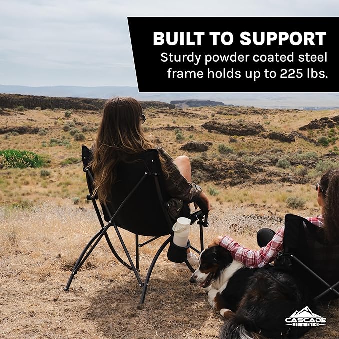 Cascade Mountain Tech Folding Camp Chair for Camping, Beach, Picnic, Barbqeues, Sporting Events with Carry Bag