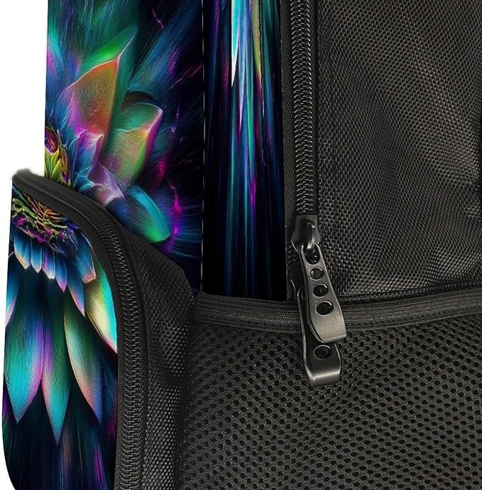 Rucksacks Lightweight Multipurpose Anti-Theft Trippy Lotus Floral Flower Shoulder Bag Large Capacity Business Computer Bag With Smooth Zippers