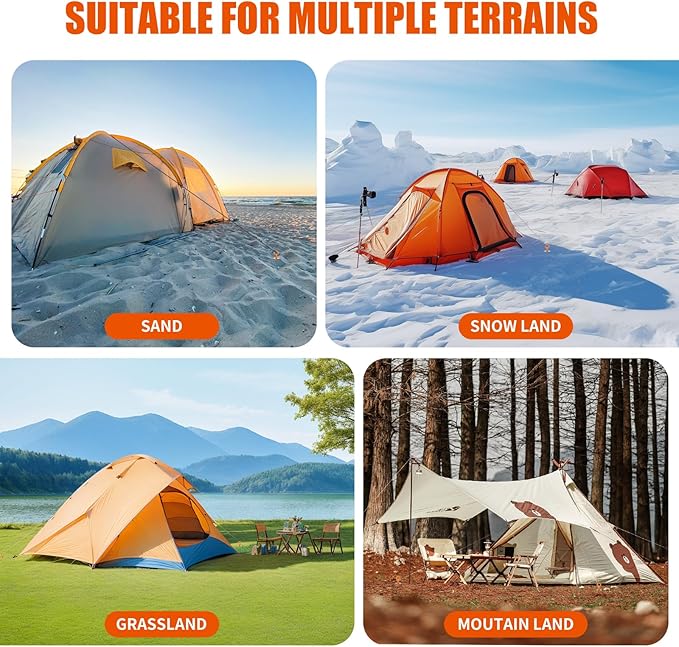 Ground Anchor Screw in, 8 Pack Spiral Trampoline Anchors with Nut and Tool Swing Set Anchors Tent Stakes High Wind Heavy Duty for Sheds, Carports, Mobile Home Orange