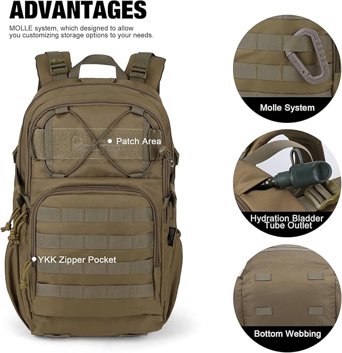 Mardingtop Military Tactical Backpack for Men 28L Molle Rucksack Army Backpack EDC Daypack for Hiking,Travel,Camping, Hunting