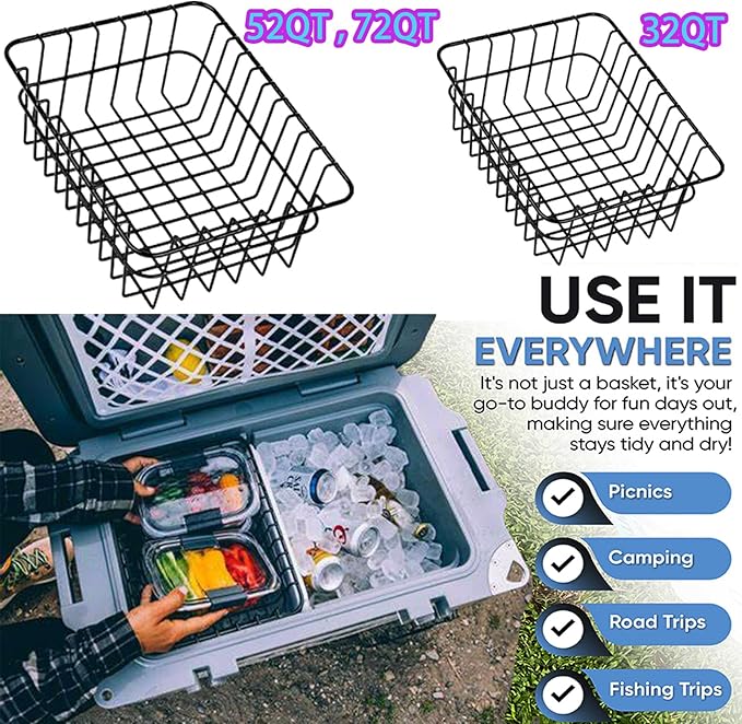 2-Pack Cooler Basket for RTIC 32 QT Ultra-Light Coolers, Stainless Steel Dry-Goods Basket, Keep Smaller Items Dry-Goods Basket, Compatible with Rtic Ice, Dividers, Locks RTIC Cooler Accessories etc.