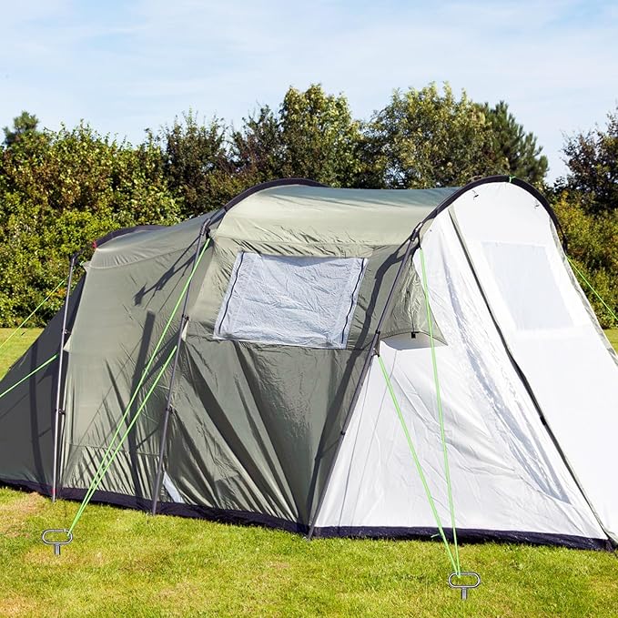 SELEWARE 17" Ground Anchors Screw in, 4 Pack Swing Set Ground Anchor Kit, High Wind Trampoline Stakes, Heavy Duty Wider Spiral Earth Anchor for Mobile Home, Tree, Tent, Shed, Carport, Securing Animals