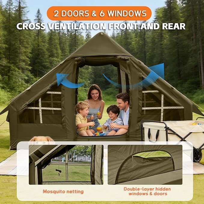 Inflatable Tents for Camping,Easy Blow Up Tent with Hand Pump,4 Seasons Waterproof Air Inflatable Camping Tent House for Family Weekend Camping