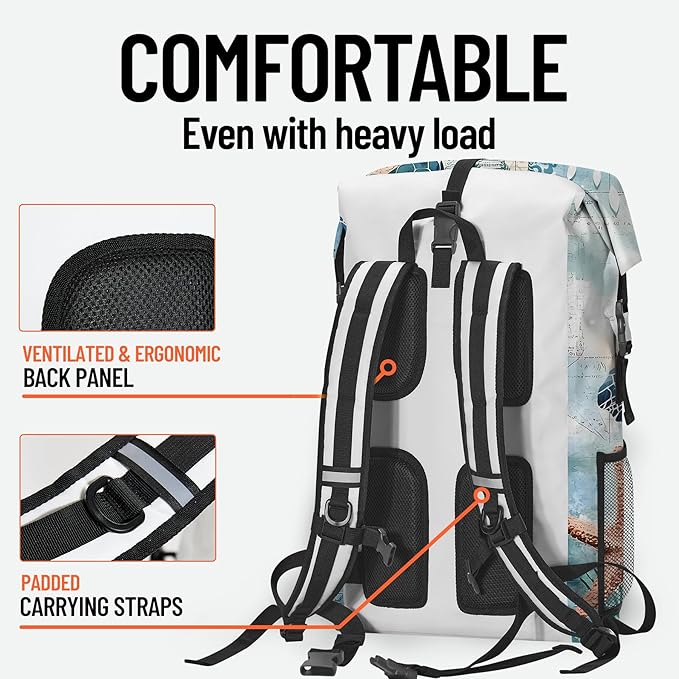 Waterproof Dry Bag Marine Dry Bags for Kayaking Hiking Sea Turtle Nautical Starfish Backpack Roll-Top Closure Bag - Backpack Waterproof Phone Case 5L