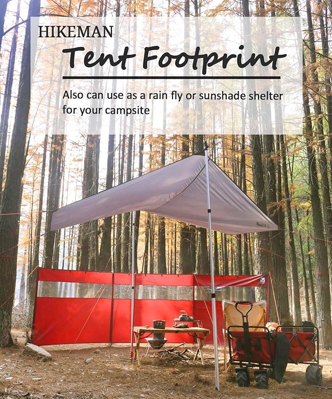 Hikeman Hexagonal Tent Footprint,1-4 Person Ultralight Waterproof Tent Tarp Ground Sheet Mat with 6 Tent Stakes for Camping Hiking Picnic Backpacking(M)