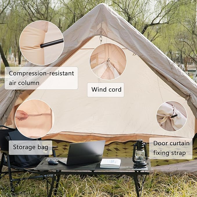 2025 Upgraded Waterproof Inflatable Camping Tent for 5-8 People, No Assembly Needed Luxury Glamping House, Oxford Fabric Inflatable Camping Tents with Hand Pump