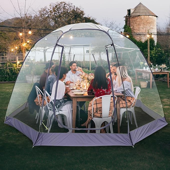 Screen Houses Pop-up Outdoor Camping Tent, 540 Degree Fully Transparent Non Dead Corner Gazebo