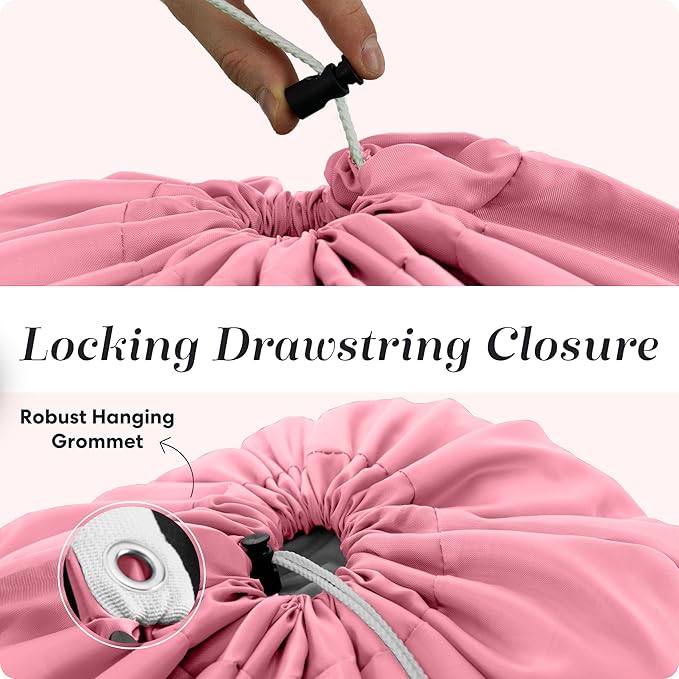 Handy Laundry Bag Shoulder Strap - Drawstring Locking Closure, Durable Material, Large Capacity, Heavy Duty Stitching, Hands Free Carrying - Perfect College Dorm (Pink, 30" x 40")