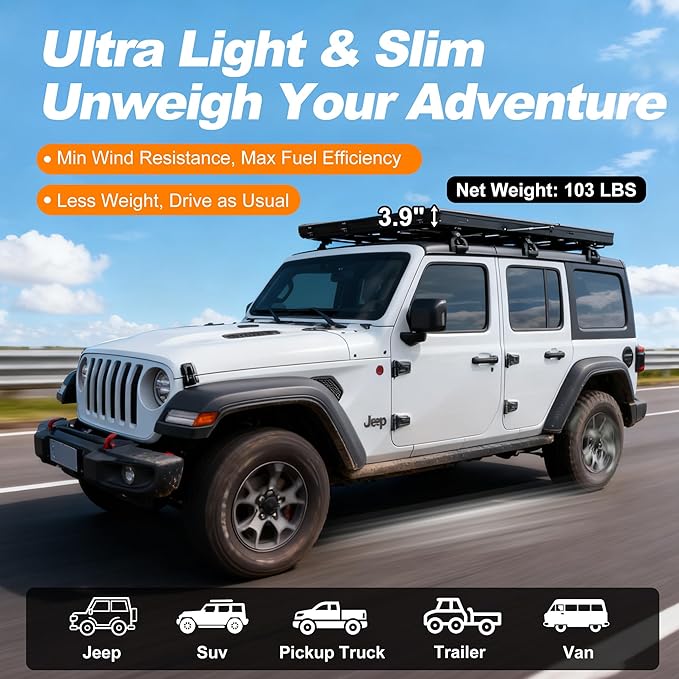 Naturnest Ultra Light Slim Rooftop Tent Hard Shell, Pop Up Tent with Self-Inflating Mattress for 2 Person Camping, Waterproof 4 Season Tents for Truck, Jeep, SUV, Van, Trailer - Polaris Lite
