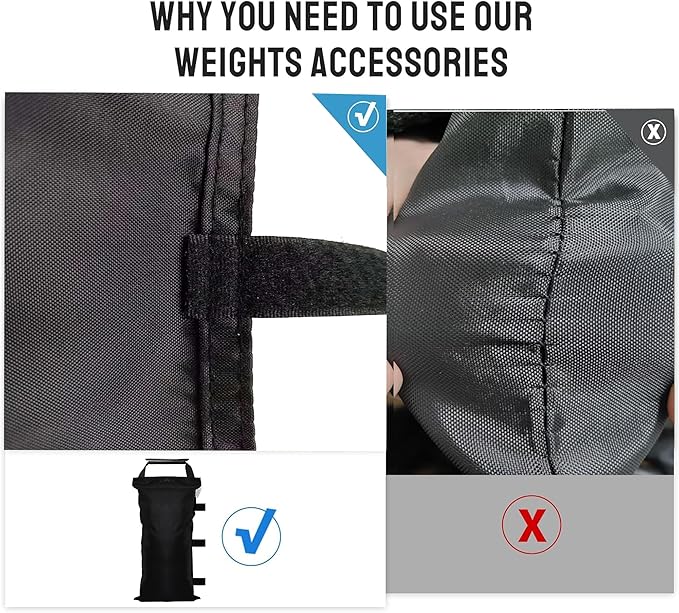 8 Pack (NO Sand) SANWAY 280 LBS Sand Bags for Canopy -Portable and Durable to Secure Tents, Canopies, and Umbrellas at Outdoor Events (Black)