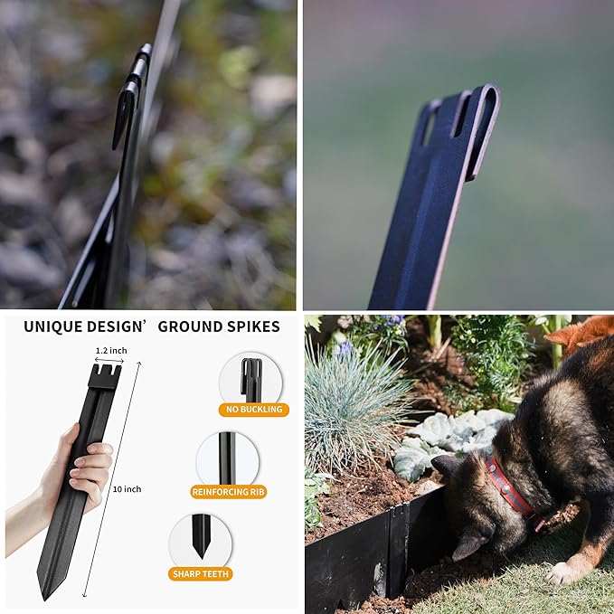 20Pcs 10Inch Metal Landscape Edging Stakes, No Installation for Corrugated Garden Landscape Edging/Terrace Board/Grass Barrier/Bender Board/Garden Liner/Tent pegs/Dog Stakes