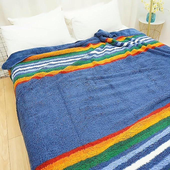 UKELER Boho Sherpa Fleece Blanket 60'' × 80'', Ultra Soft Aztec Throw Blanket for All Season, Native American Cozy Blanket for Couch Bed Sofa Office Camping