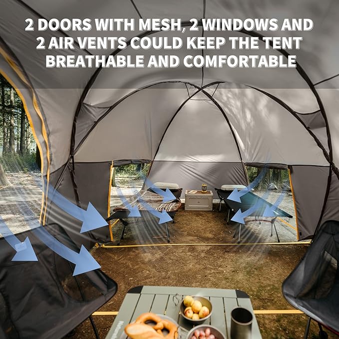 Naturehike KOTA 4/6/8 Person Camping Tent, Double Layer Waterproof 4 Person 6 Person 8 Person Tents for Camping, Large and Tall Family Tent with Vestibules Porch