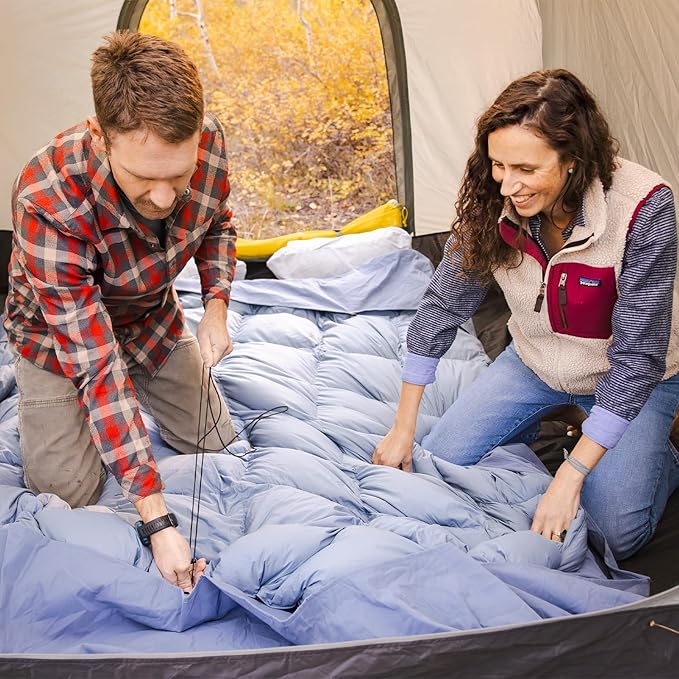 HEST Single Top Sheet - Compatible Single Down Comforter - Cozy Outdoor Ready Camping Sheet - Non-Slip Tucked Corner Flaps & Toggles - 58" x 88"