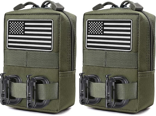 2 Pack Tactical Molle Pouch - Premium Durable Utility Bag for Military, Hiking, Camping, Hunting, EDC & Duty Belts, Backpacks and Vests