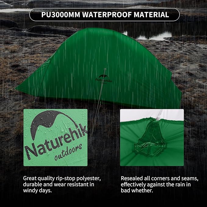 Naturehike Cloud Up 1 Person Tent, Lightweight Backpacking Tents for One Man, Waterproof Ultralight One Person Tent for Camping Hiking Backpacking