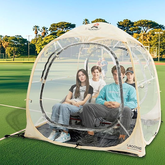 Sports Tent Pop Up Shelter - Instant Pod for All Weather, 2/4/6 Person Bubble Tent with Top Cover, Waterproof Clear Tent for Sports Events, Camping, Fishing, Cheering and Other Outdoor Activities