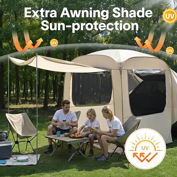 Alvantor® SUV Tailgate Tent, Instant Pop Up Car Tent Creates Extra Living Space, UV Protection, Quick Setup in Seconds for Family, Road Trips, Tailgating, Beach, Outdoor Camping