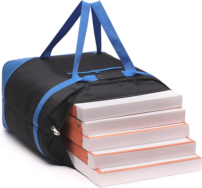Extra Large Insulated Cooler Bag with Hard Board Bottom. Heavy Duty Materials, Thick Insulation, Large Sturdy Zipper. for Shopping, Grocery, Pizza Delivery, Family Events.