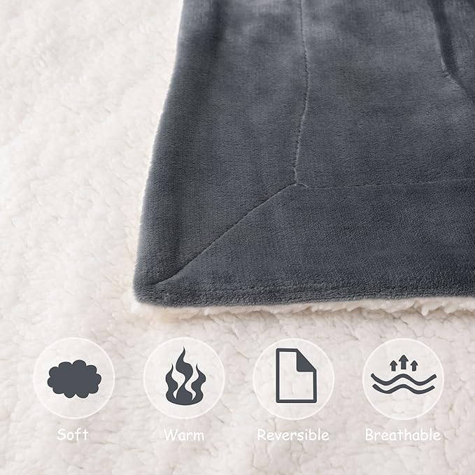 NANPIPER Baby Sherpa Blanket,Warm Toddler Throw Blanket,Soft Newborn Fleece Blanket for Winter (Grey,30x40 inches)