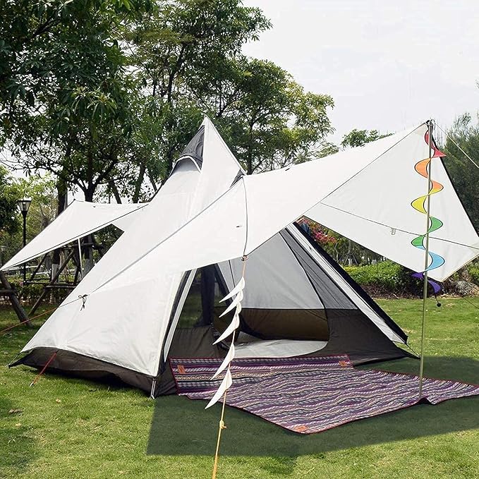 Camping Teepee Tent Yurt Tent with Screen 4 Season Double Layers Waterproof Anti-Windproof Tents for Outdoor Camping Hiking 3-4 Person