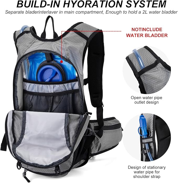 Hydration Backpack Cycling Backpack Women Running Backpack Water Backpack for Hiking Biking Backpack for Men Equipped with 2L Water Bag
