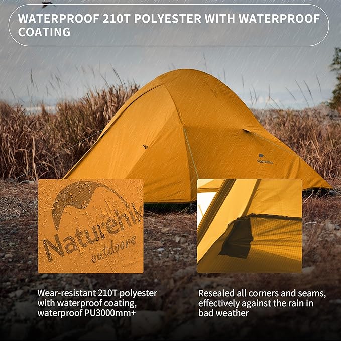 Naturehike Cloud Up 1 Person Tent, Lightweight Backpacking Tents for One Man, Waterproof Ultralight One Person Tent for Camping Hiking Backpacking