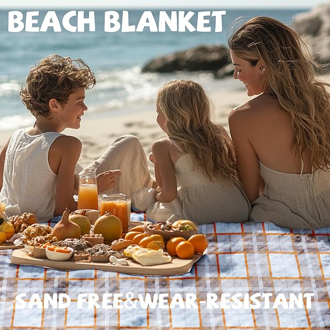 Extra Large Picnic Blankets Lightweight 80x80 Oversized Waterproof Sandproof Outdoor Beach Blanket Camping Grass Mat Vaction Essential Park Accessories Grass Garden Must Have Ground Backyard Gear Gift