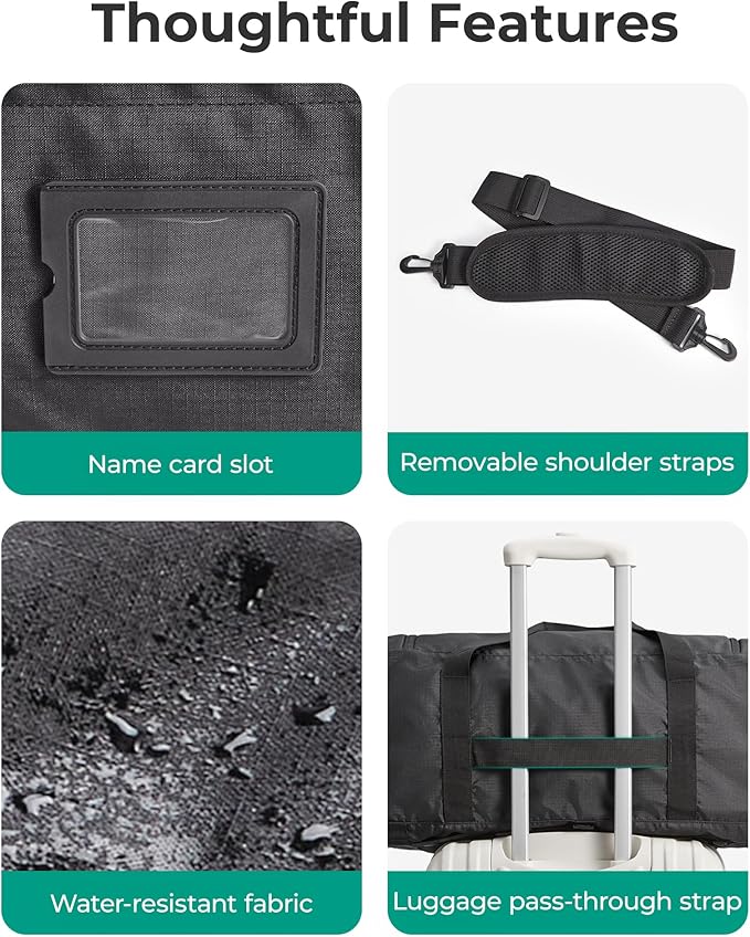 BAGSAMRT 60L Foldable Duffle Bag for Travel, Large Travel Duffel Bag for Men, 4 in 1 Travel Backpack, Carry on Weekender Bag, Gray