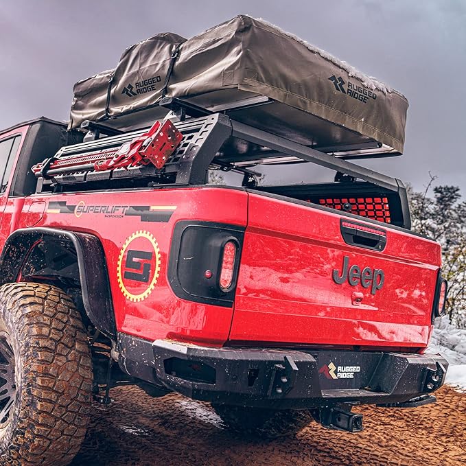Rugged Ridge | Outland Roof Top Tent For Camping & Hiking, fits Jeeps, Trucks, & SUVs | 11704.05 | Fits equipped with a tent-compatible rack system For 3 Person