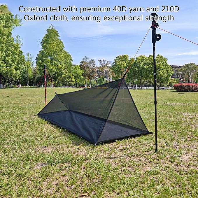 Camping Tent, 40D Yarn 1 Person Outdoor Adventure Breathable Backpacking Tent, Ligthweight Compact Portable Small for Hiking, Easy Setup, 220 x 65 x 60cm (Black)
