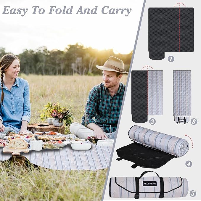 Large Picnic Mat, Outdoor Camping Mat, Tent Mate. Easy to Carry and Store, Water-Resistant, Dust-Proof Sand-Proof, Machine Washable. Thickened. For Picnics, Lawns, Concerts, Outdoor Adventures.