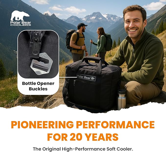 Polar Bear Coolers - Original Soft Cooler Bag - Insulated Leak Proof Beach Cooler Bag, Small Thermal Bags for Travel - Heavy Duty & Portable - Sweat Proof Picnic Carrier - Nylon