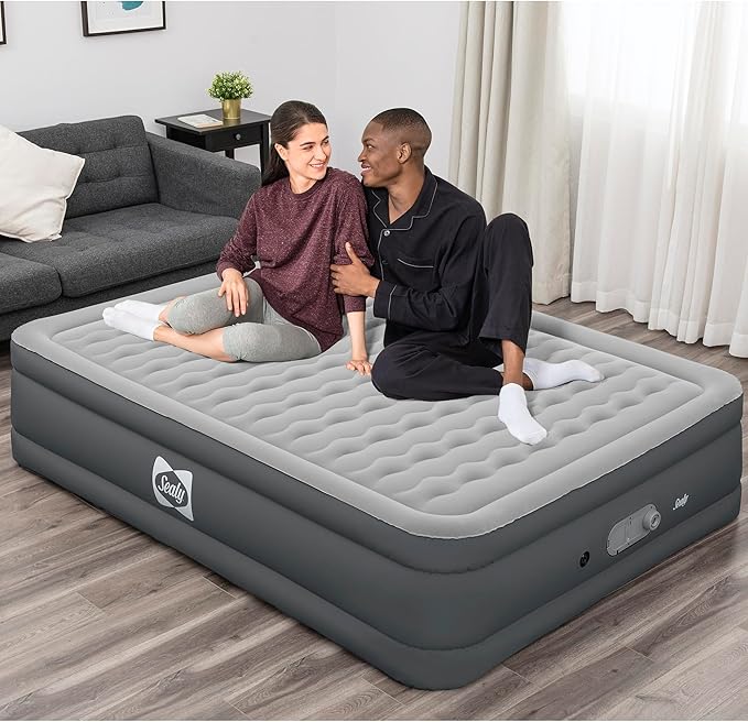 Sealy: AlwayzAire Tough Guard 18" Airbed - Queen - Built-in Dual Pump, Inflatable Matress, Wave Beam Construction, Antimicrobial Treatment, USB Charge