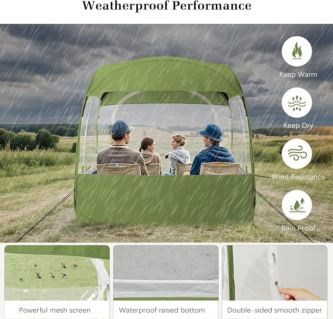 Sports Tent, Portable & Foldable Pop Up Tents Shelter with Carry Bag, Instant Weather Proof Clear View Bubble Tent for Fishing, Camping, Watching Sports Events