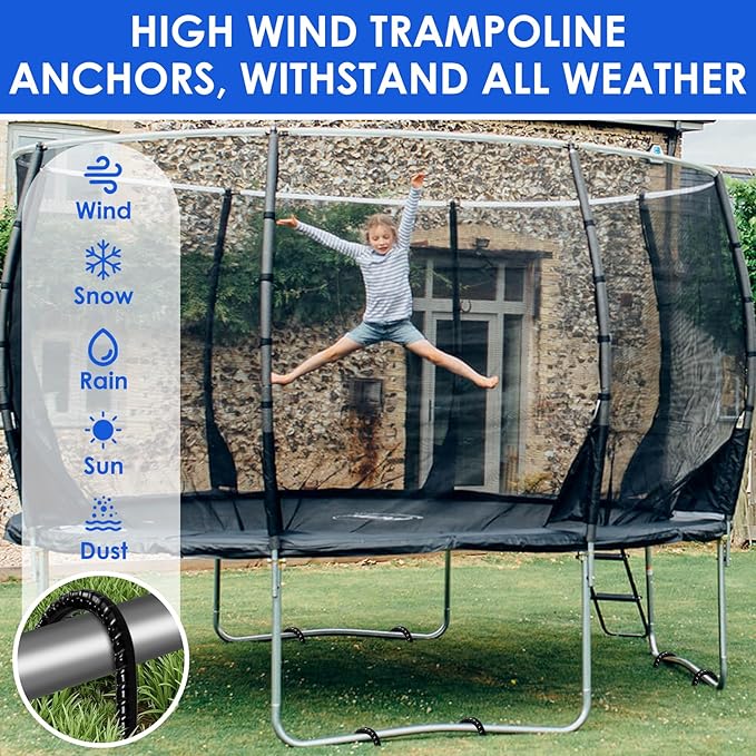 Trampoline Stakes 12 inches 10-Pack U Stake for Ground Heavy Duty Trampoline Anchors High Wind Stakes for Fence, Swing Set, Outdoor Decoration and Gazebo