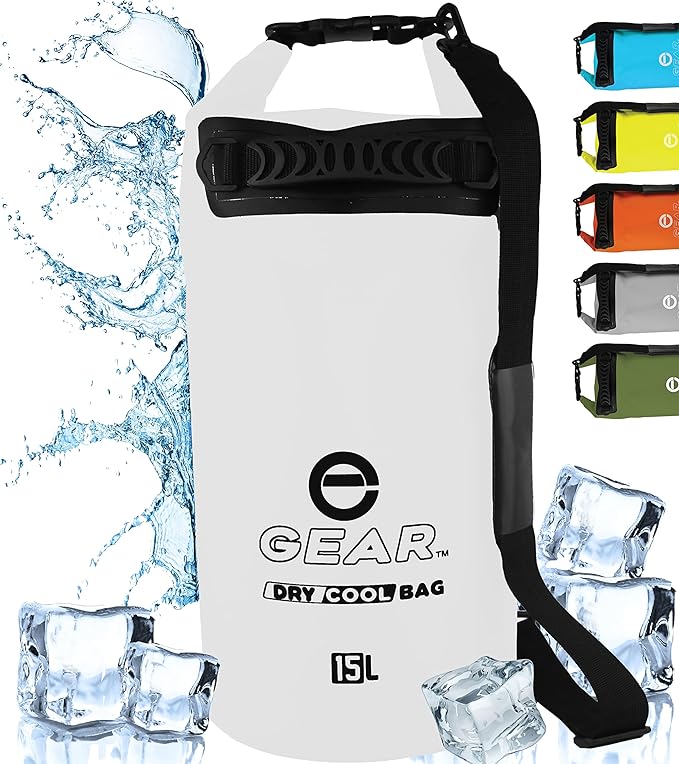 Enthusiast Gear Insulated Dry Bag Floating Cooler – 10L / 15L / 25L Roll Top, Leak Proof, Waterproof, Collapsible, with Padded Shoulder Strap - Perfect for Kayaking Fishing Beach