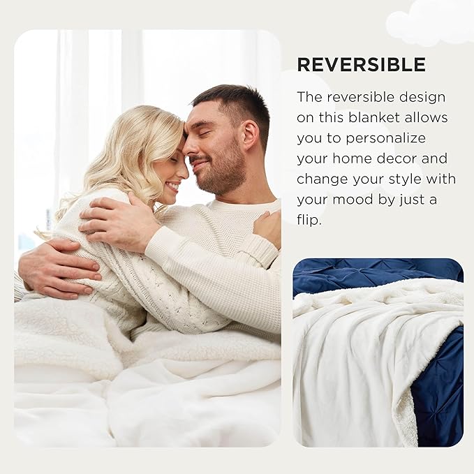 Bedsure GentleSoft Sherpa Fleece Oversized Cal King Blankets for Bed - Thick and Warm, Soft Fuzzy Plush Large Blanket for Winter, White, 112x98 Inches