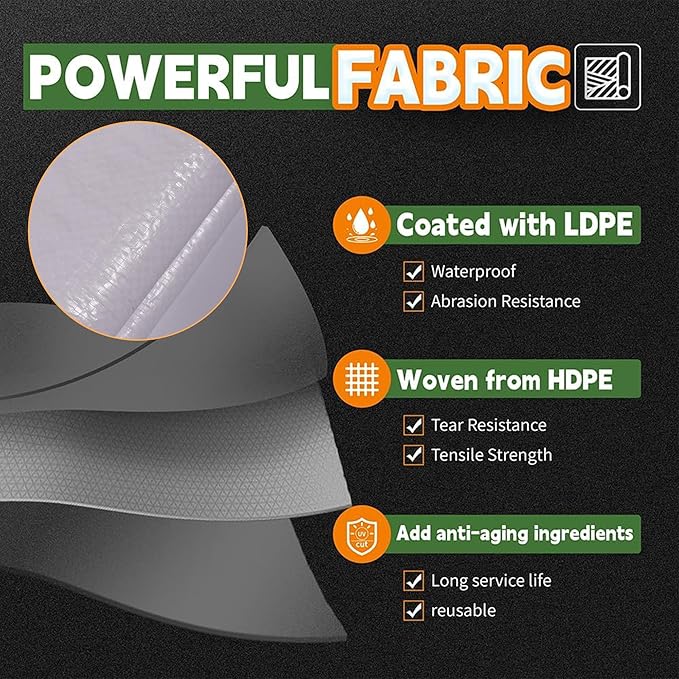 RAINDEWAY Tarps 6x10 Feet Tarp Waterproof,7Mil Thick,Finished Size,UV Resistant,Multipurpose Poly Tarp Cover with Metal Grommets and Reinforced Edges,White Tarps