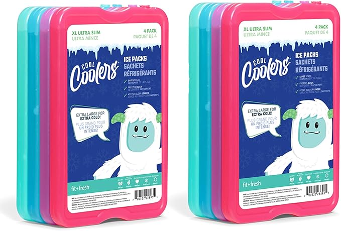 Cool Coolers by Fit + Fresh Slim Compact Reusable XL Ice Pack, Perfect for Lunch Boxes, Coolers, and Beach Bags