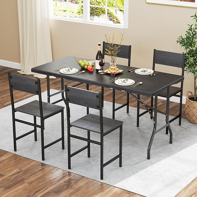 Tangkula 5FT Folding Table, Indoor Outdoor Foldable Plastic Table with HDPE Tabletop, Sturdy Metal Fame, Carrying Handle, 4-6 Person Picnic Table for Camping BBQ Party