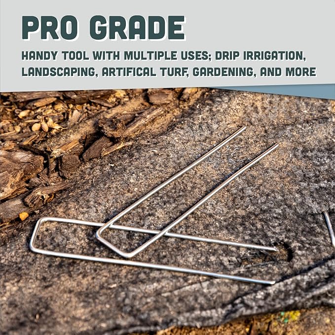 Squirrel Products Galvanized Steel Redrawn Garden Stakes, 6 Inch Lawn Staples, 11 Gauge Stakes, 2.9mm 15x2.5x15cm – 150 Pack