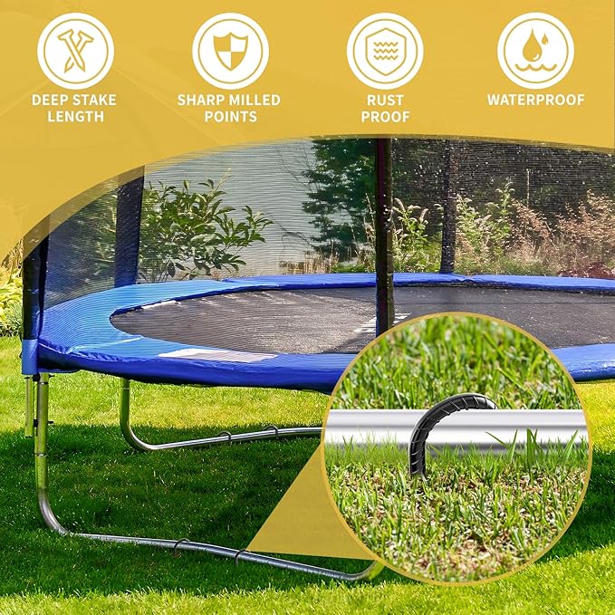 12 Inch Rebar Stakes, 4 Pack J Hook Heavy Duty Ground Stakes for Canopy Tent Trampoline and Chain Link Fence Rust Proof Coated Steel Ground Stakes Ground Anchors (Black)