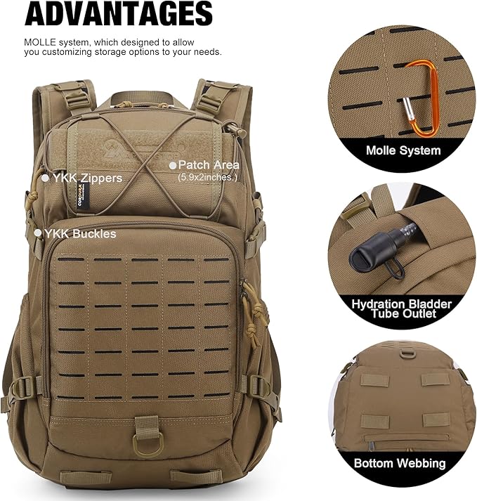 Mardingtop Small Military Tactical Backpack for Men,25L Molle Cordura Backpack for Hiking,Camping,Rucking