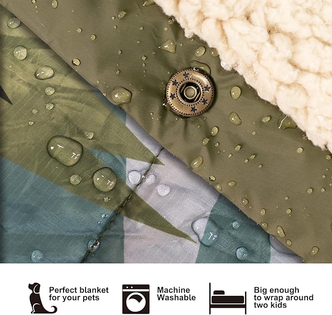 Outdoor Camping Blanket with Sherpa Lining, Extra Warm Thick Camp Blankets and Puffy Ultralight Soft Poncho DWR Camping Quilt for Cold Weather, Adventure, Sleeping, Backpacking 56"x 40"