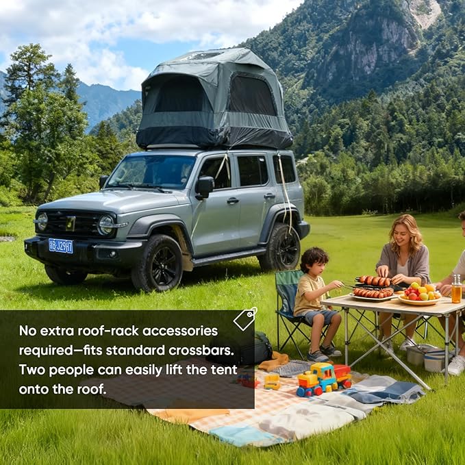 Inflatable Rooftop Tent for Car Truck, 2-3 Person Camping Roof Top Tent with Inflatable Mattress & Ladder for Outdoor Adventure, Easy Set-up