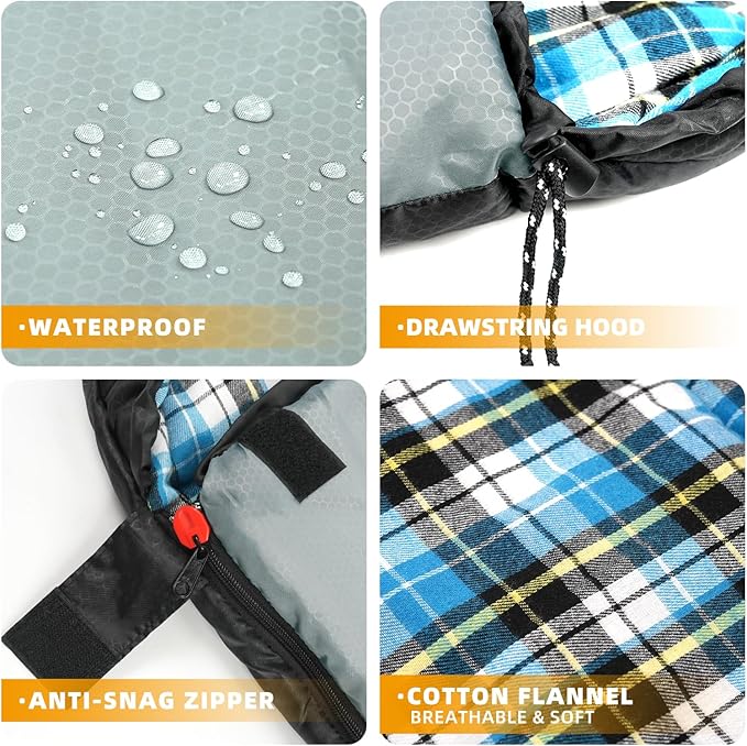 Cotton Flannel Liner Sleeping Bag for Adults Teens Kids, Cold Weather &Warm, 3 Seasons, Lightweight Compact Camping Essentials Equipment, Hiking, Outdoor, Travel